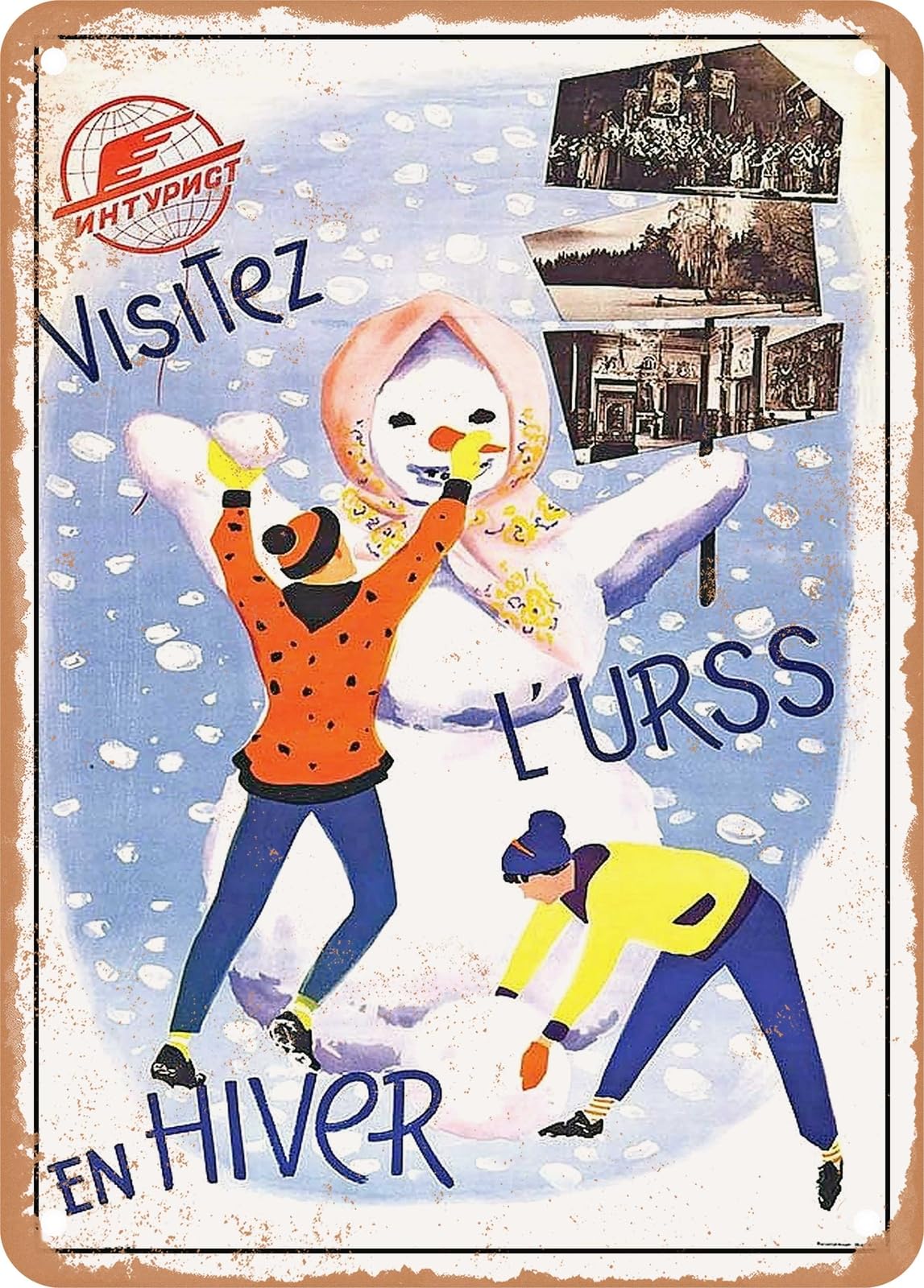 Miaomansenstore Metal Sign - 1958 Visit The Ussr In Winter Vintage Ad Home Decor
