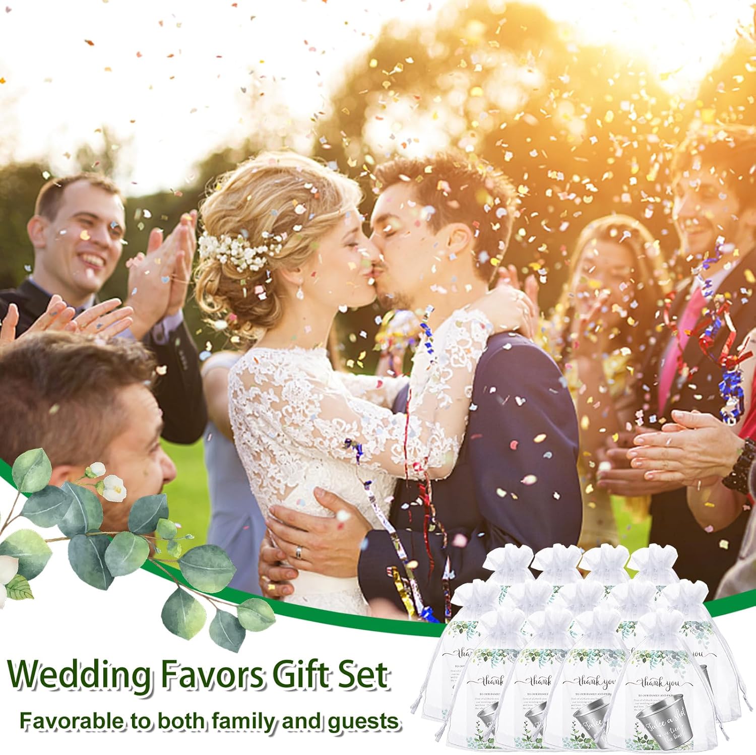 100 Set Wedding Favors for Guests Bulk Includes 1.5 oz Stainless Steel Shot Glasses, Thank You Cards with Organza Bags for Guest wedding Favors Set for Wedding Newlyweds Bridal Shower Gifts