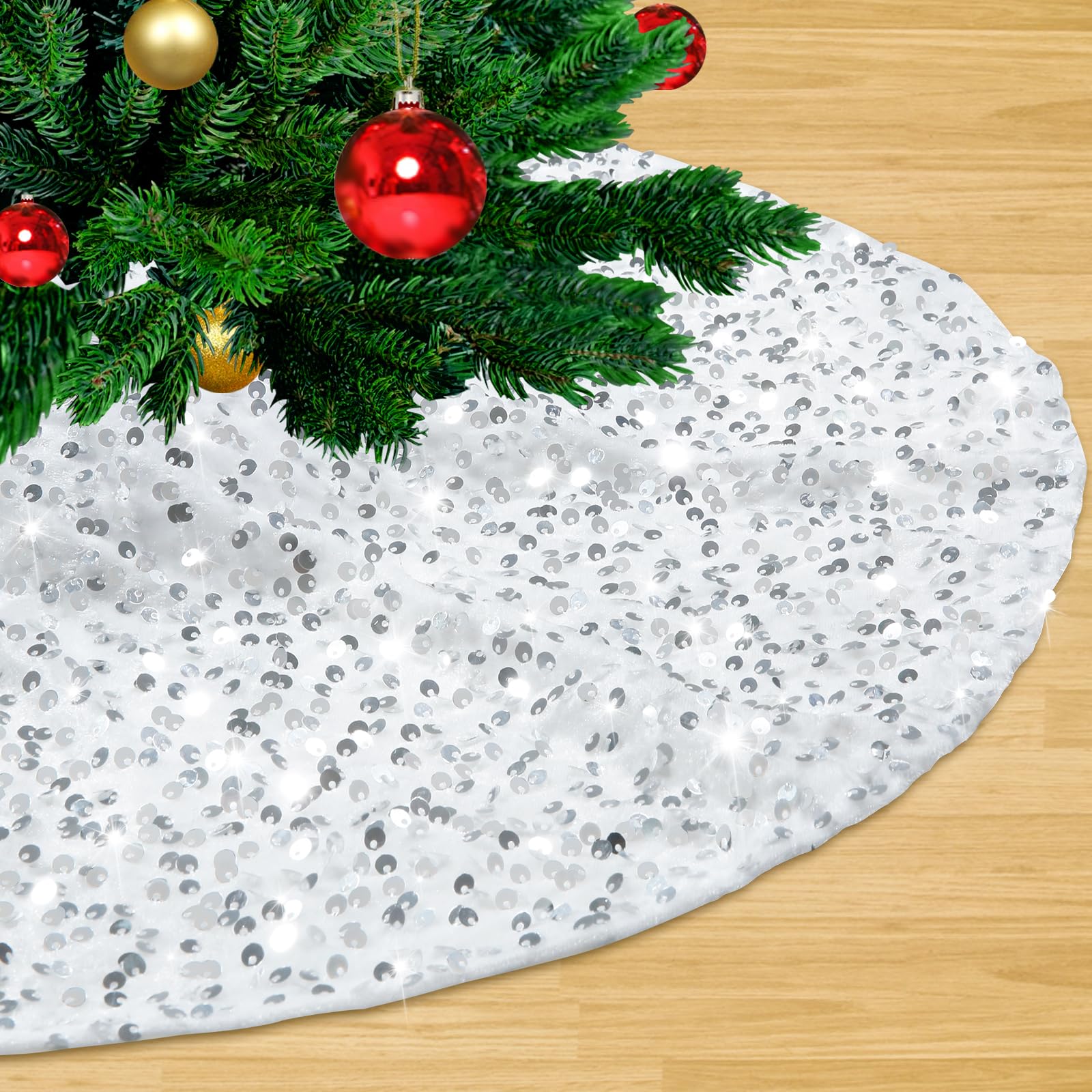 Jupe De Sapin De Noël En Peluche Blanche De 90 Cm Avec Imprime Flocons De Neige Dores Pour Decoration De Sapin De Noel Nouvel An Dore 90 Cm 90506023