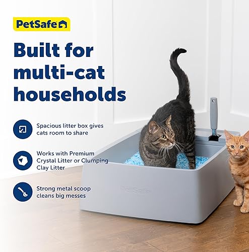 Miniatura 4 de PetSafe Caja de arena para gatos múltiples – Mantenimiento higiénico con alta capacidad de arena, soporte integrado para cucharadas y compartimento