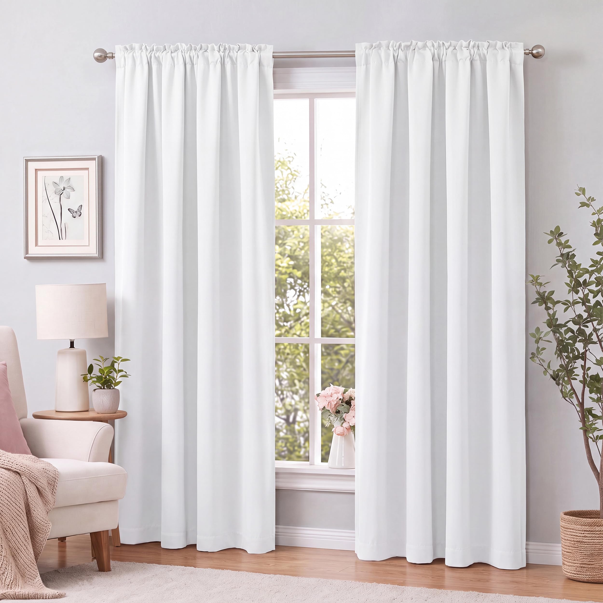 Gardine mit Kräuselband Blickdicht Weiß - H 145 x B 140 cm (1 Stück)