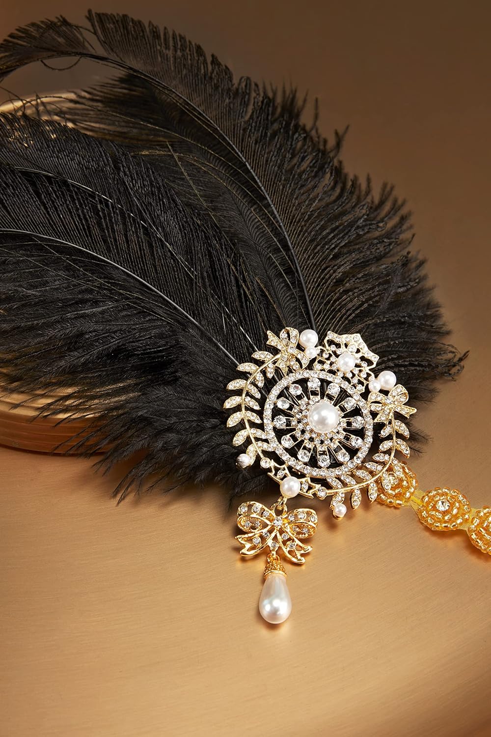 BABEYOND 1920s Flapper Headband Vintage Wedding Feather Headpiece 20s Great Gatsby Hair Accessories with Pearl - Image 2