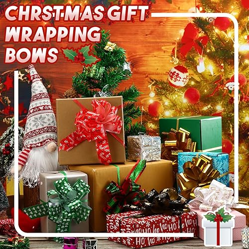Miniatura 10 de 100 lazos de regalo de Navidad de 5 pulgadas con accesorio de envoltura de cinta, lazos de regalo de Navidad para cestas de vacaciones, decoración