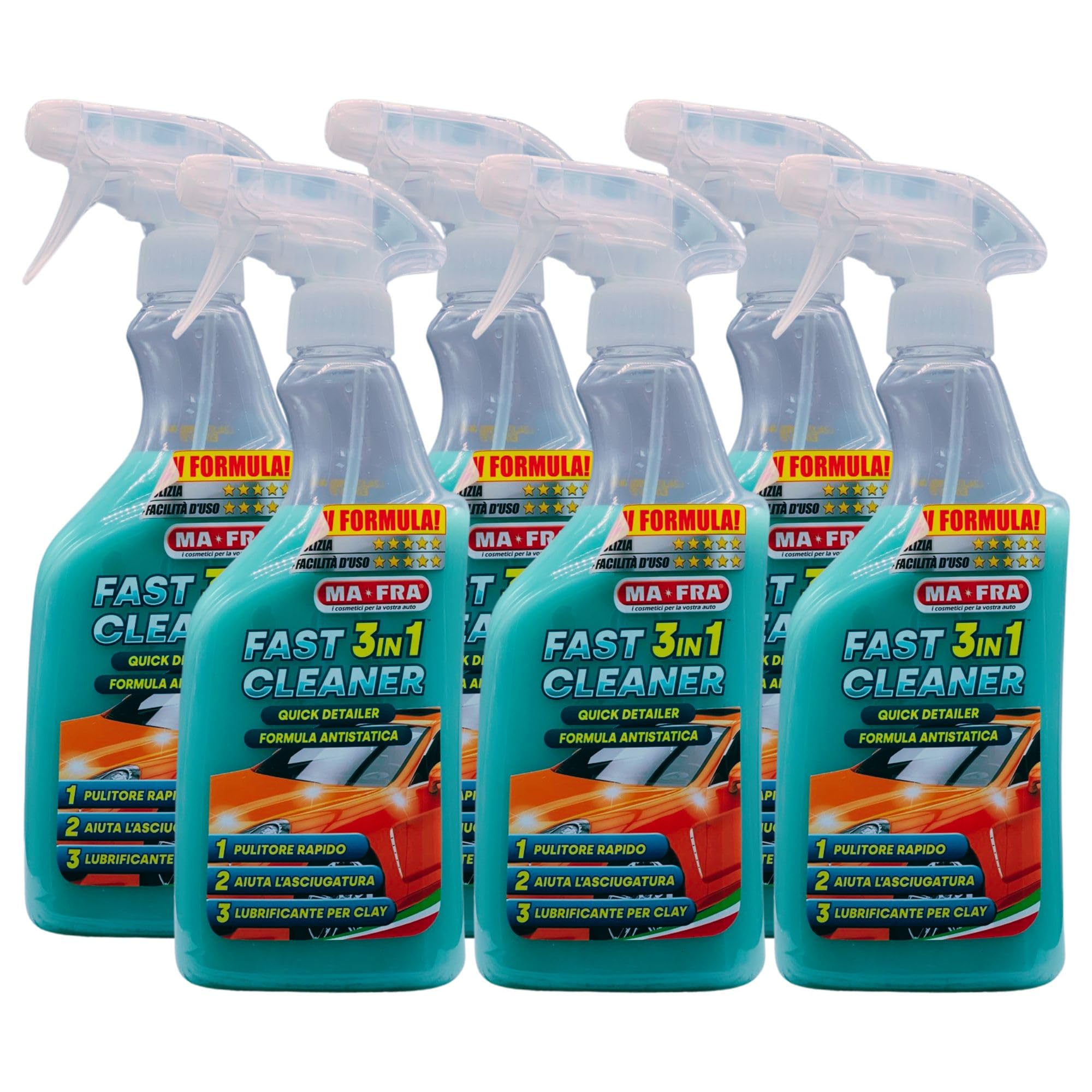 Pulitore Spray Rapido Lucidante e Lubrificante Per Claybar FAST 3In1 CLEANER, Elimina Lo Sporco Superficiale e Il Guano Dei Volatili, Con Effetto Anti Pioggia e Anti Impronta 500ml (6 Spray)