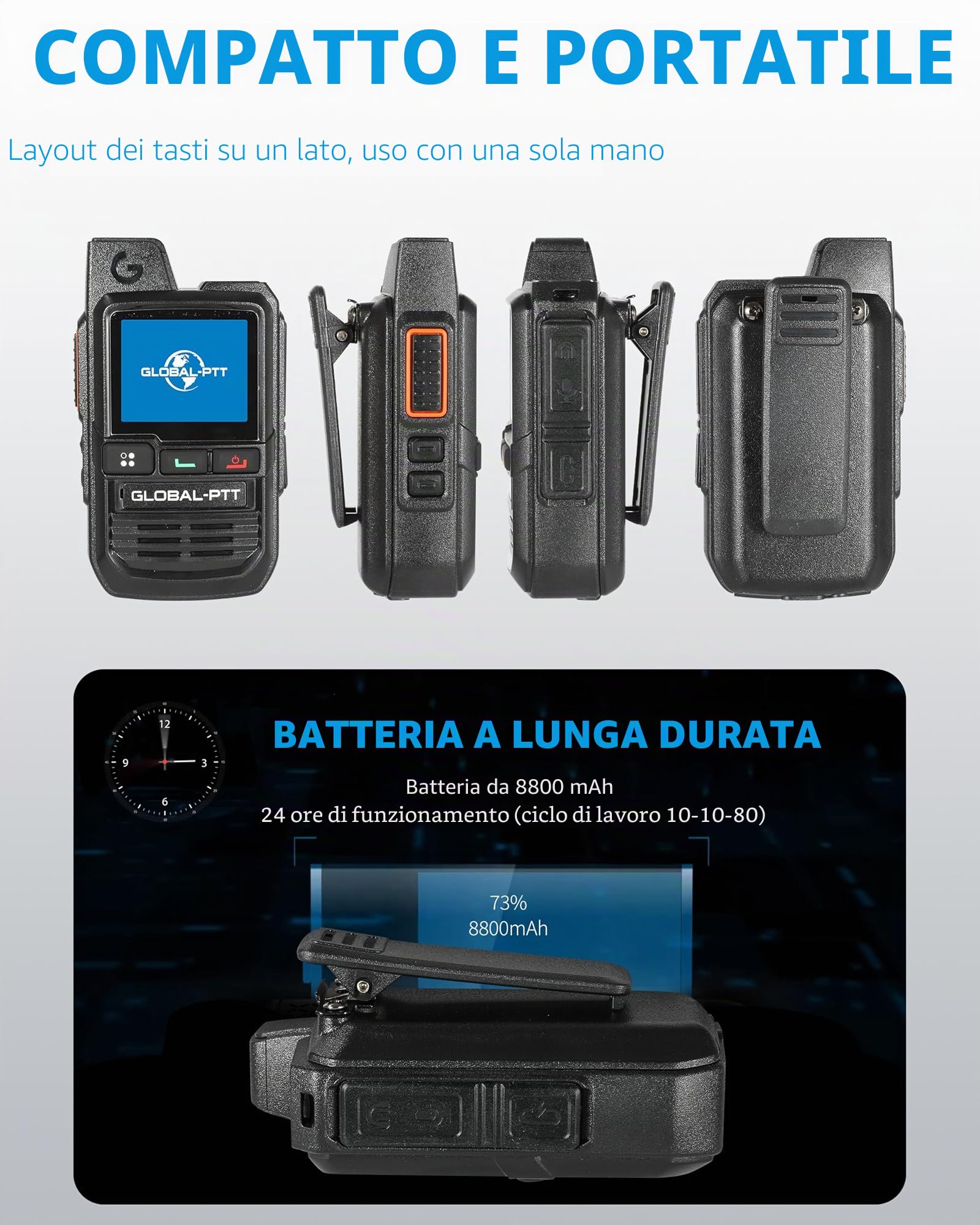 Confezione da 2 walkie talkie LTE Global da 4 g con schede SIM, radio PoC bidirezionali palmari, portata illimitata - PTT ricaricabile Push to Talk Over Cellular Radio a lungo raggio (2)