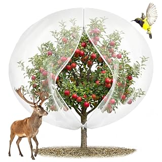 12'x12' Large Fruit Tree Netting with Zipper - Protects Fruit from Squirrels, Birds & Pests, Heavy-Duty Tree Covers for Fruit Trees (White) - Amazon product rated Grade B
