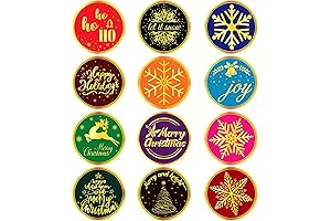 360 Pieces Merry Christmas Stickers, 2-Inch Gold Snowflake Stickers