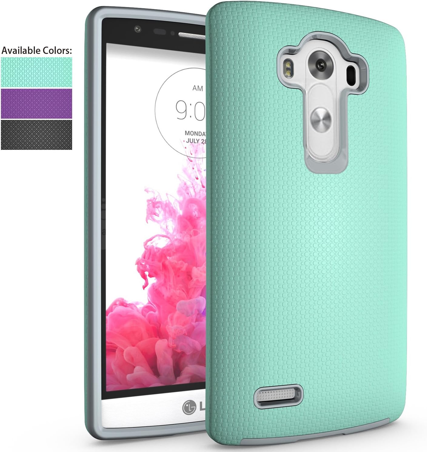 LG G4 Case,NiuBox Slim Fit Armor Dual Layer [PC + TPU Hybrid] Gear Textured Anti-Slip Shock Absorption Protective Phone Case Cover for LG G4 Turquoise