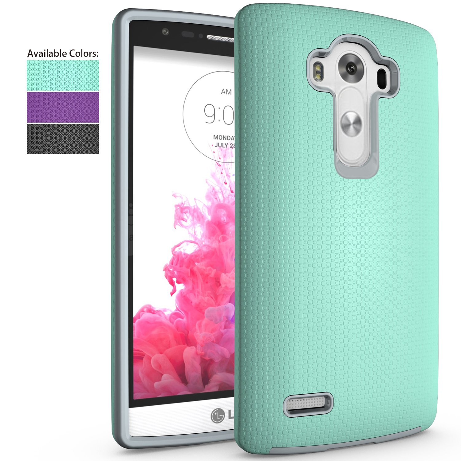 LG G4 Case,NiuBox Slim Fit Armor Dual Layer [PC + TPU Hybrid] Gear Textured Anti-Slip Shock Absorption Protective Phone Case Cover for LG G4 Turquoise