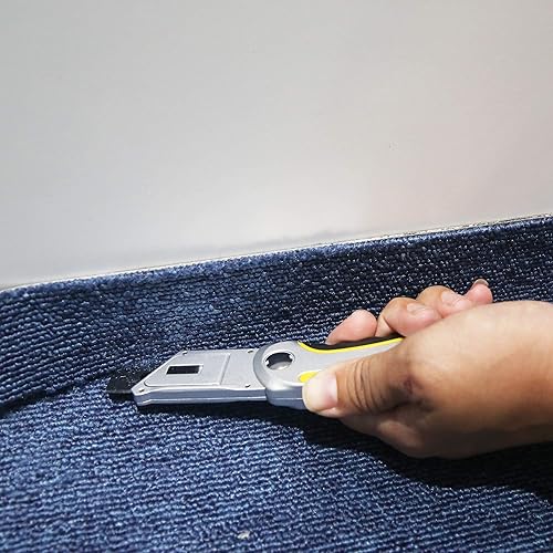 Miniatura 3 de XW Cuchillo plegable para alfombra, navaja resistente con tapa protectora, 5 cuchillas adicionales incluidas