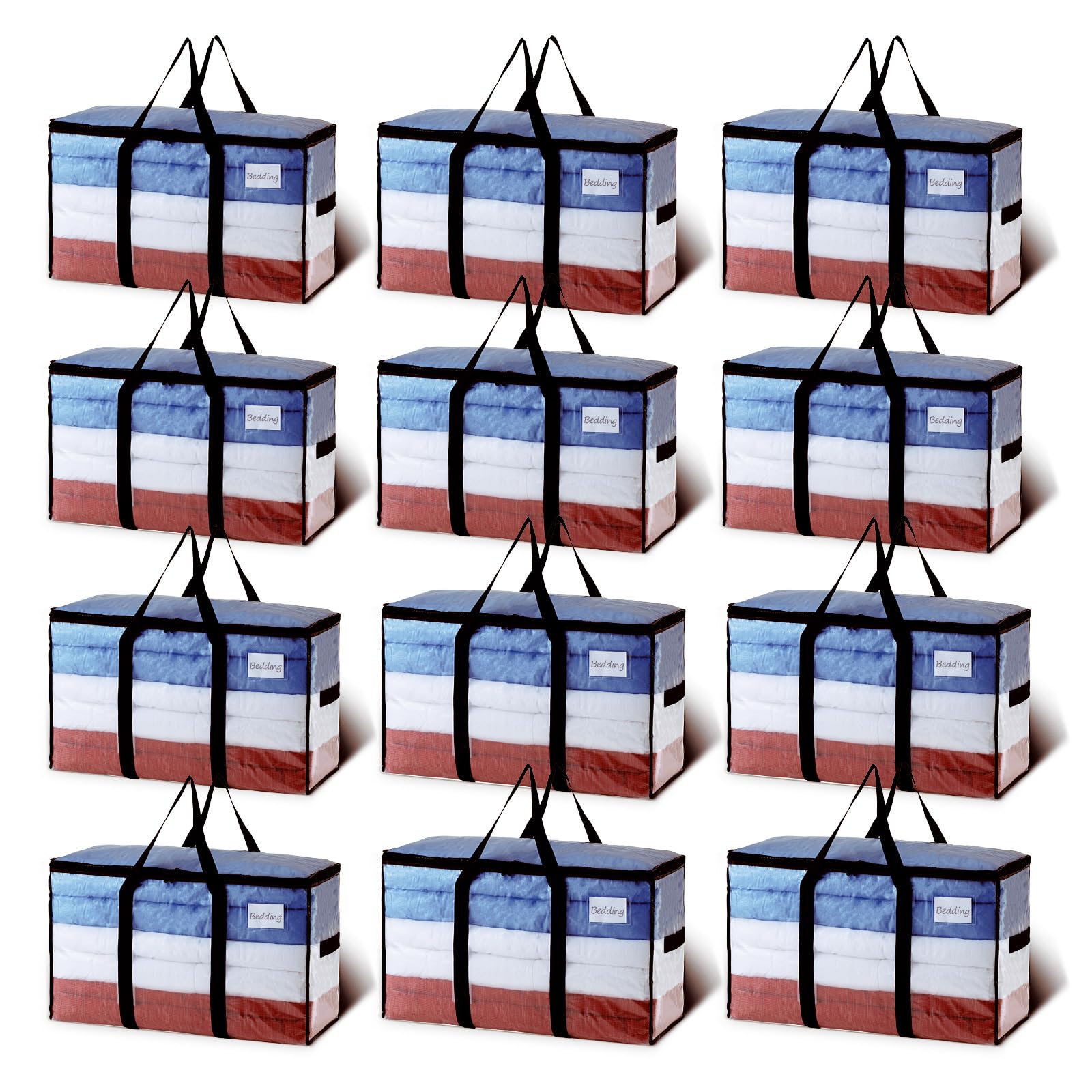 TAILI 12 Pack Clear Extra Large Moving Bags,Storage Bag with Visible Window