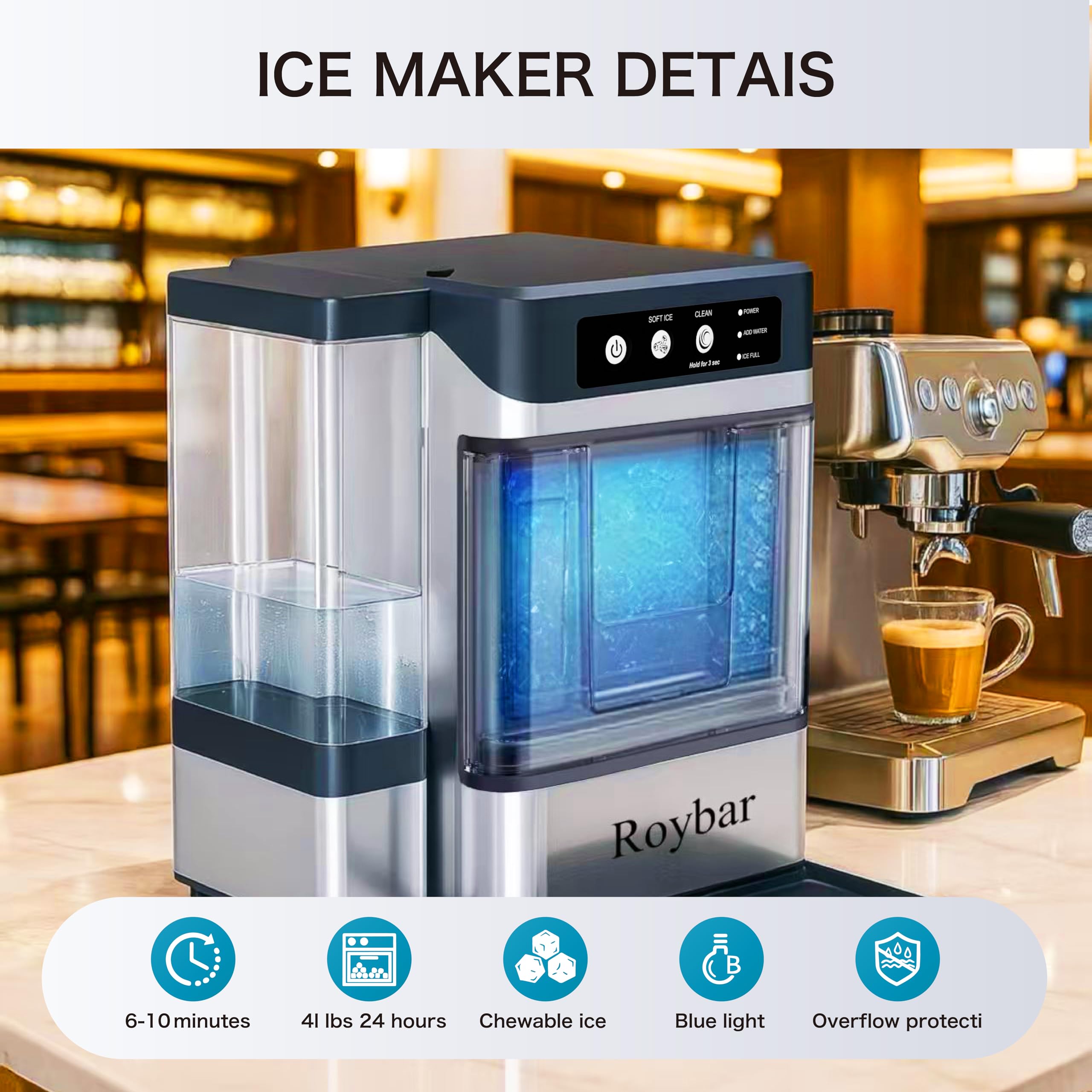 Large Capacity Ice Makers Countertop One-Click Operation Self-Cleaning Portable Ice Maker 41lbs/24H with There is A Detachable 3L Water Tank Ice Machine for Home,Bar,Office on Fridge.com