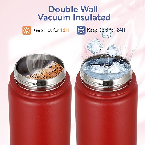 Miniatura 4 de HASLE OUTFITTERS Botella de agua aislada de 16 onzas para niños, botella de agua de acero inoxidable de doble pared al vacío a prueba de fugas, para
