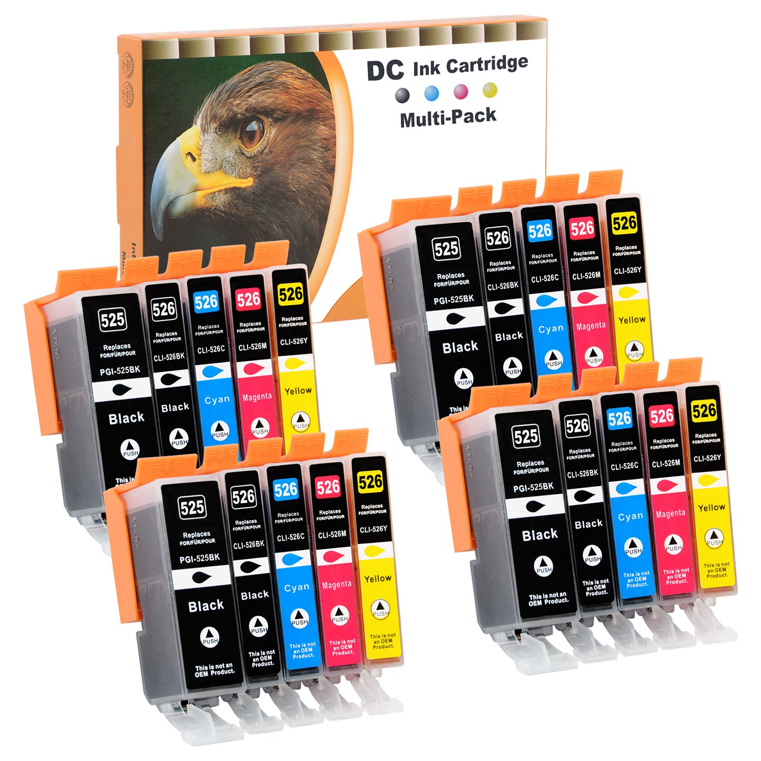 D&C 12x Cartuchos de Tinta compatibles para Canon PGI-525 CLI-526 para Canon Pixma MG5250 MG5300 MG5340 MG5350 MG6100 MG6150 MG6200 MG6250 MG8150 MG8250 MX710 MX715 MX880 MX885 MX895 iP4800 IP4840 — view 11