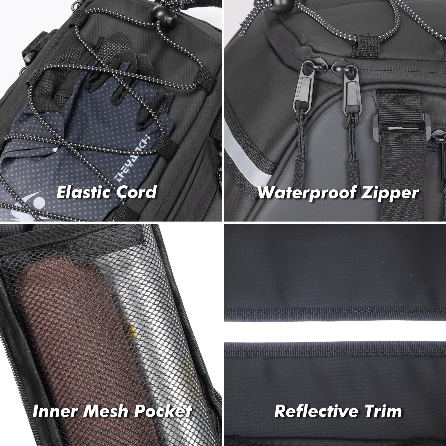 Rear Bike Rack Bag, 8L PVC Water Resistant Bicycle Bag for Road and Mountain Bikes, Commuter Bag for Grocery Shopping and Cycling, Black