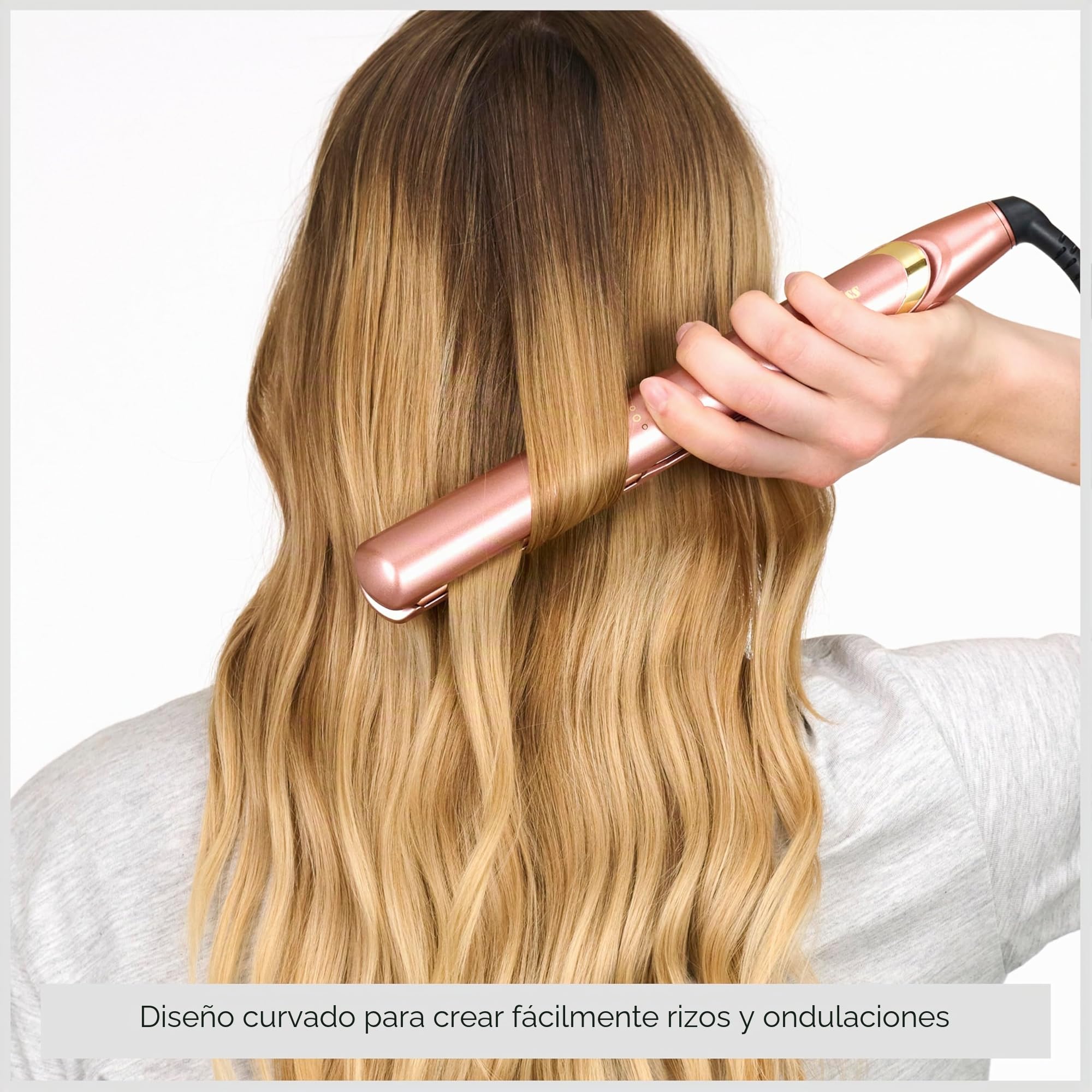 BaByliss Plancha de Pelo Rose Gold - Placas de cerámica, Peinado suave, Multivoltaje, Plancha de viaje, Calentamiento ultrarrápido en 15 s, 3 ajustes de calor hasta 235°C, Alisado fácil, 2598PE