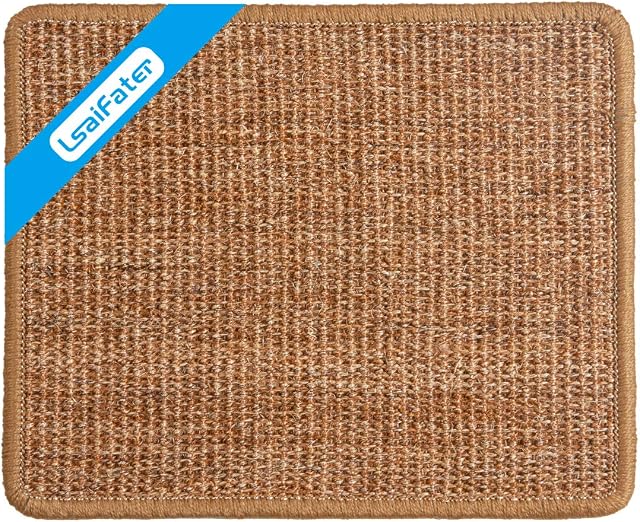 LSAIFATER Cat Scratching Mat, Natural Sisal Mat, Protect Carpets and Sofas (38x30cm, Brown)