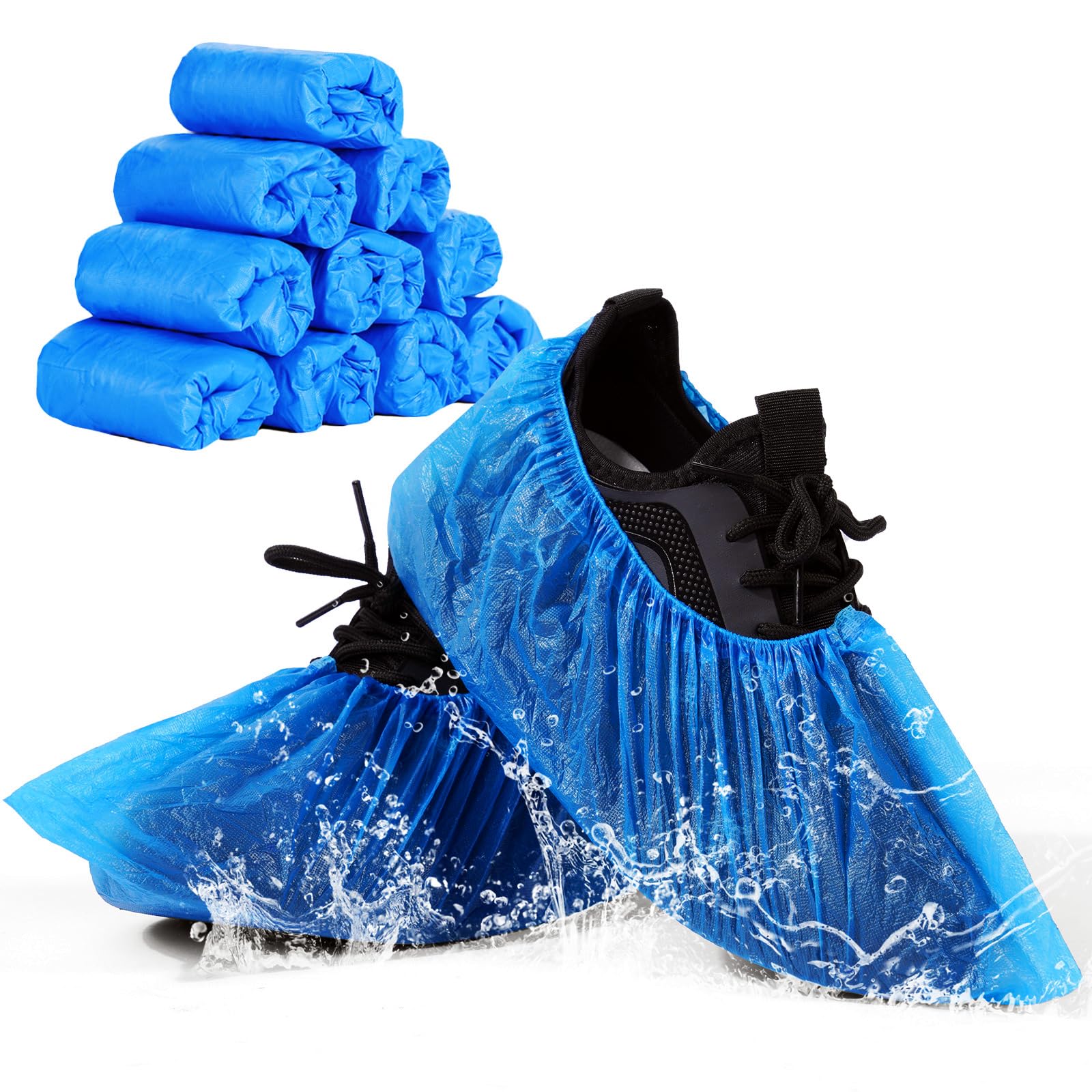 Flintronic Schuhüberzieher Einweg, Dicker CPE Material, Einweg Schuhüberzug, 100 Stück (50 Paar), Rutschfest und Wasserdicht, um Schuhe/Fußböden/Teppiche Sauber und Ordentlich zu Halten Fashion
