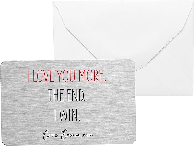 Personalised Sentimental Keepsake I Love You More The End Metal Wallet Card Valentine's Gift