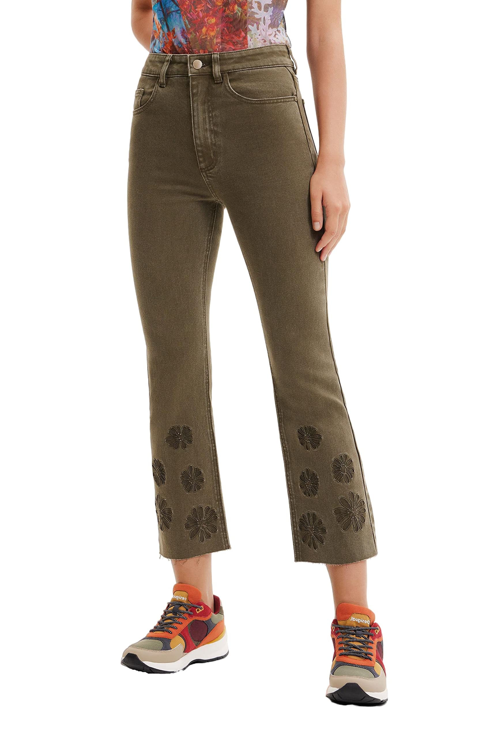 Desigual Denim_unicorn, 4086 Dark Kaki, Jeans Mujer, Verde (Green), 34