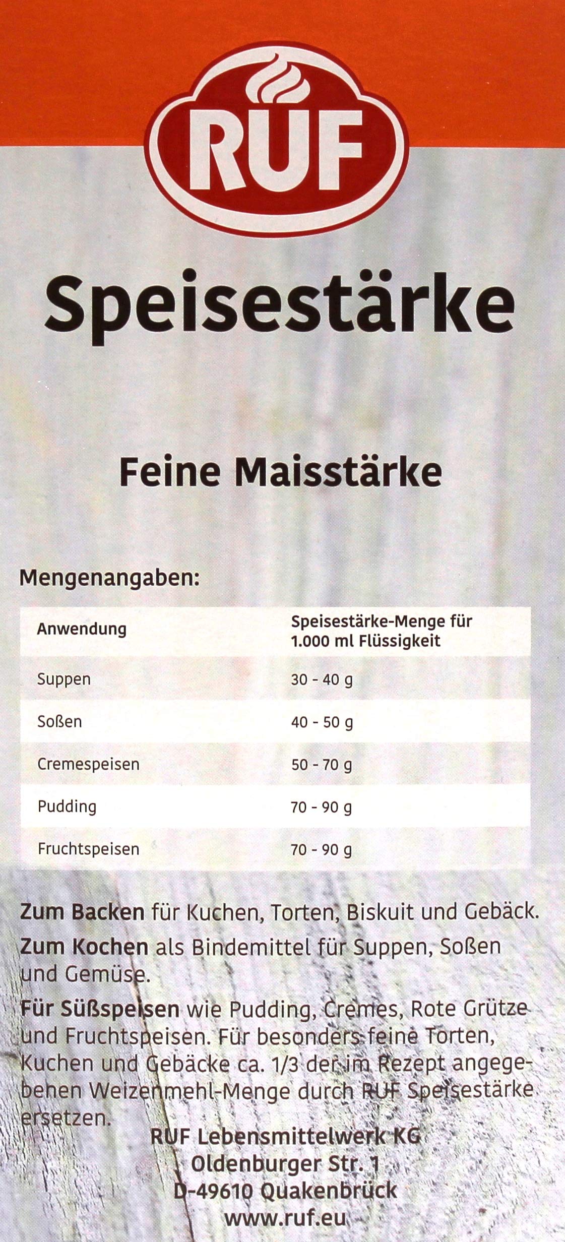 RUF Speisestärke feine Maisstärke, 10er Pack (10 x 1 kg)
