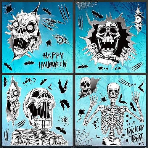 Miniatura 2 de Calcomanías de Halloween para ventana, calcomanías de pared de Halloween, calcomanías de pared extraíbles, calavera de Halloween, fantasmas,