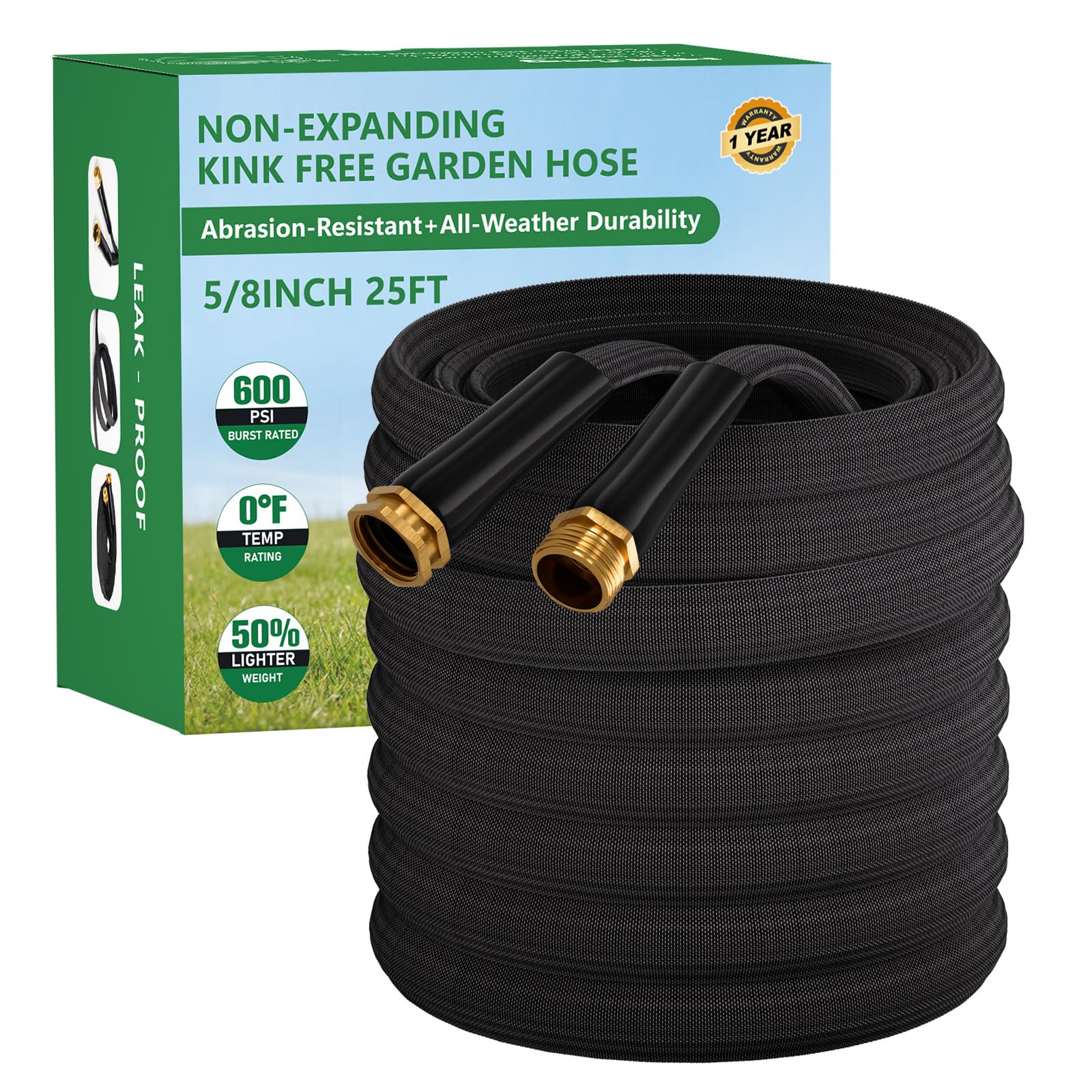 HDKing Non-Expanding Garden Hose 25FT