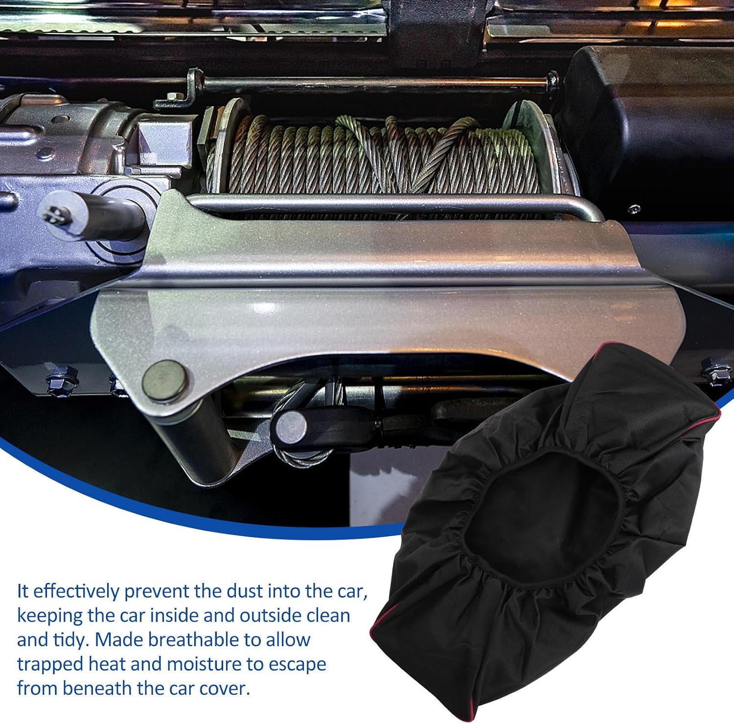 Cloth Winch Waterproof Cover Oxford Protective Black for Automotive