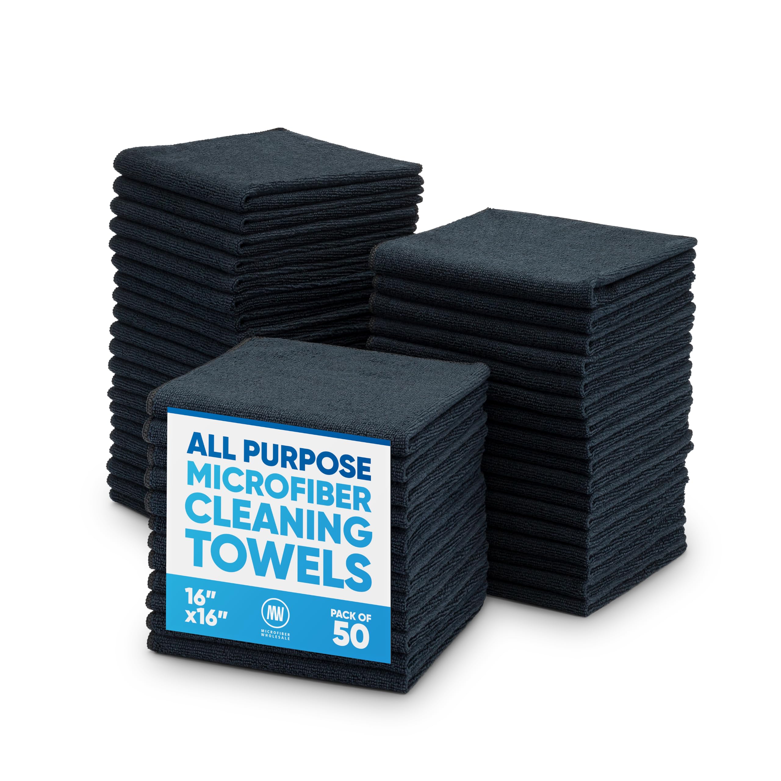 Microfiber Wholesale Paquete de 51 Toallas económicas de Microfibra Multiusos Grandes de 16 x 16 Pulgadas, sin Pelusa y Reutilizables, paños de Microfibra a Granel