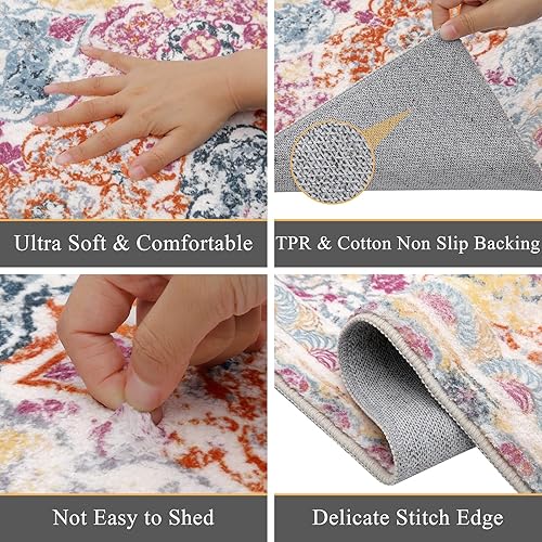 Miniatura 4 de Vaukki Alfombra de pasillo para pasillo, alfombra de lavandería suave vintage, alfombra antideslizante para entrada, alfombra de área de cocina