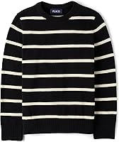 The Children's Place Boys' Long Sleeve Striped Crew Neck Cotton Pullover Sweater - Cozy 100% Cotton Fit