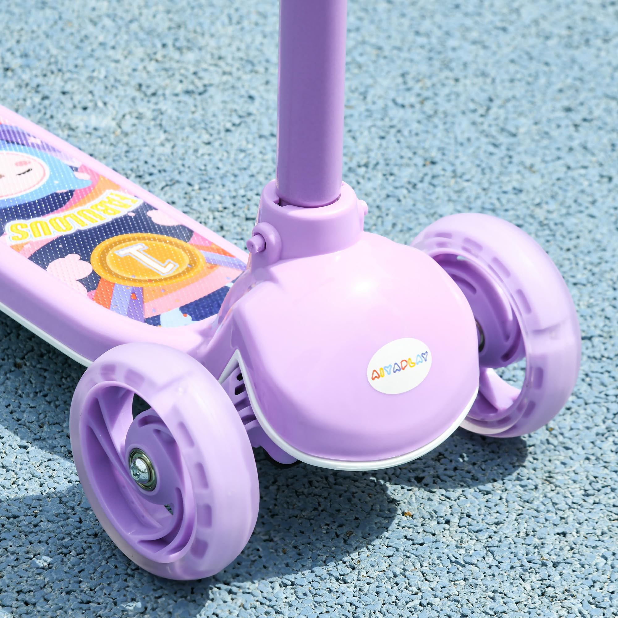 AIYAPLAY Patinete Infantil 2-6 años, Altura Ajustable 3 Niveles, Morado