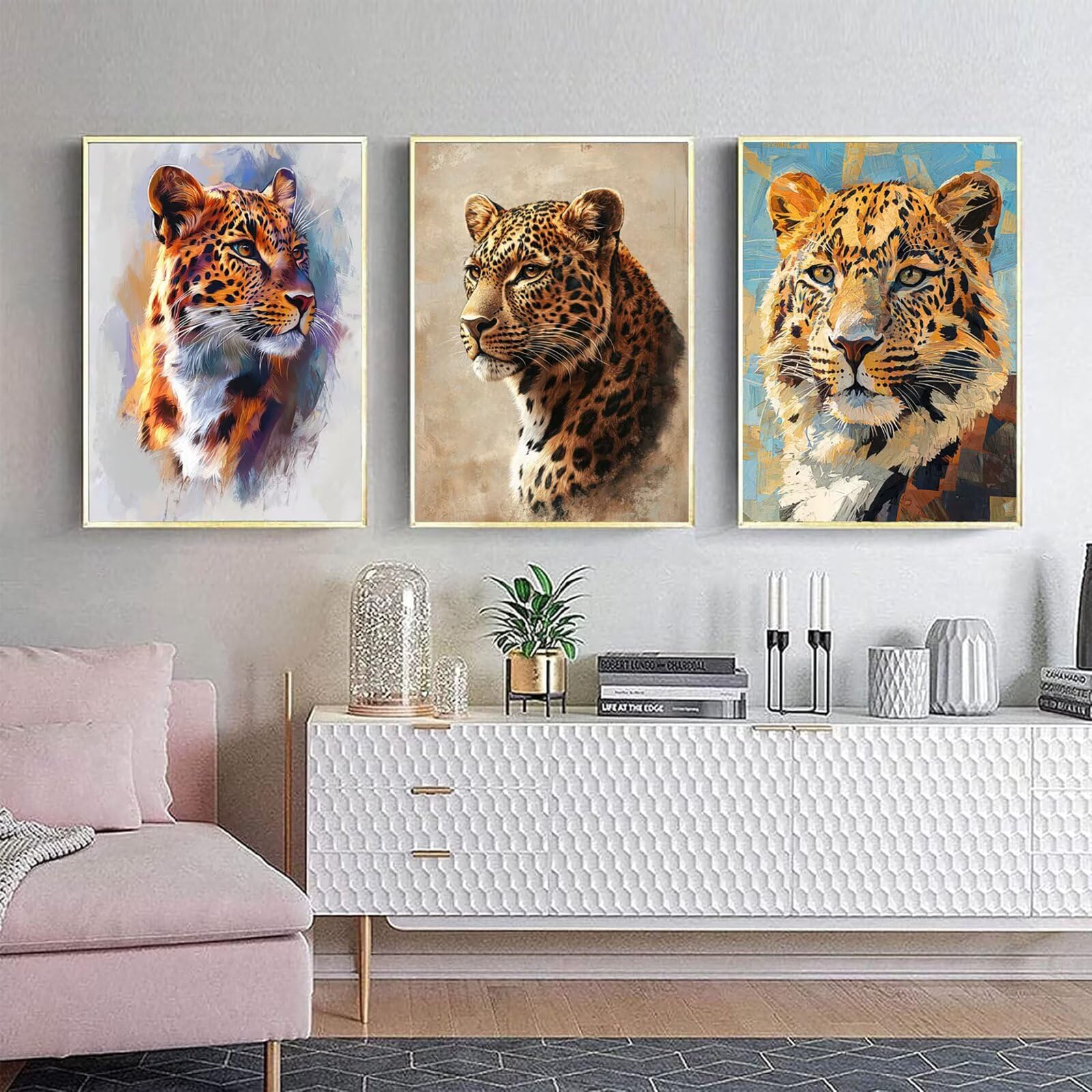 Generico Cnyaunfi 3 Pezzi Animali Pittura Diamante Fai-Da-Te, 5D Beige Diamond Painting Kit Completo per Hobby Creativi Adulti, Per La Decorazione Della Parete Di Casa 70x90cm YF-3209