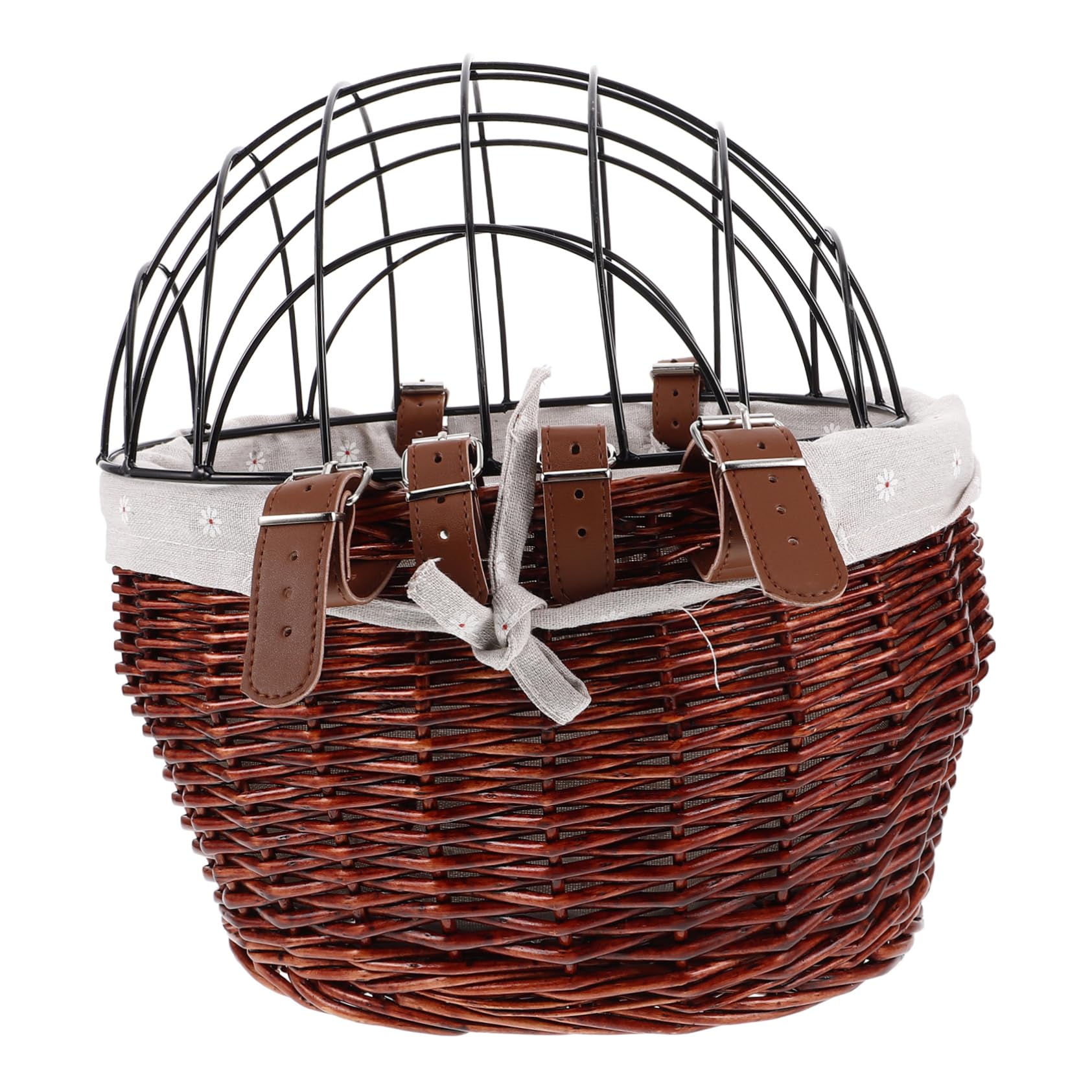 Milisten Sturdy Rattan Front Bike Basket Pet Dog Cat Carrier Mesh Cover Stylish and Easy to Use for Daily Commute