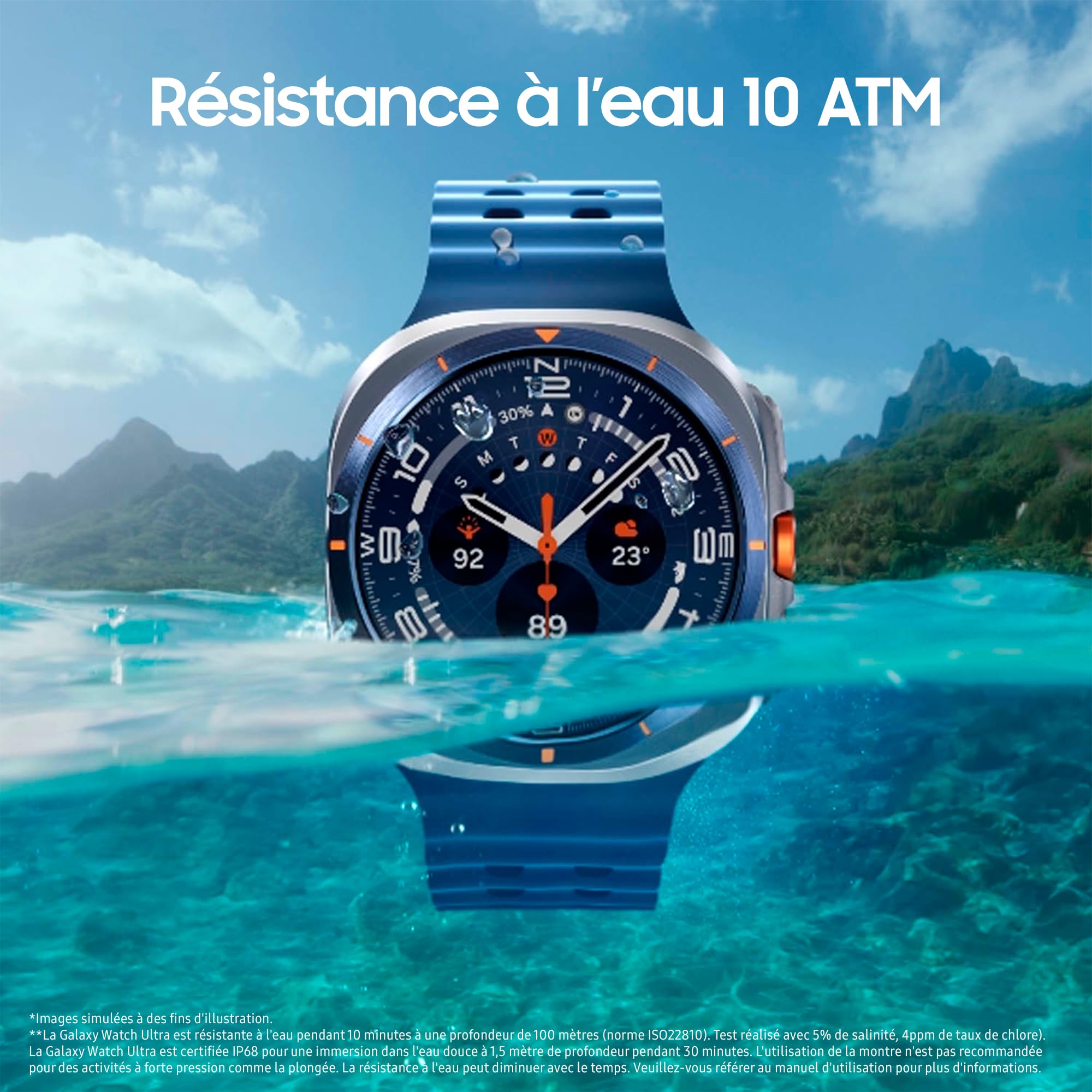 Samsung Galaxy Watch Ultra (2025), Montre Connectée, Bouton d'action, Galaxy AI, GPS Double fréquence, 4G, 47mm, Bleu Titane, Chargeur Secteur Rapide 25W Inclus, Version FR