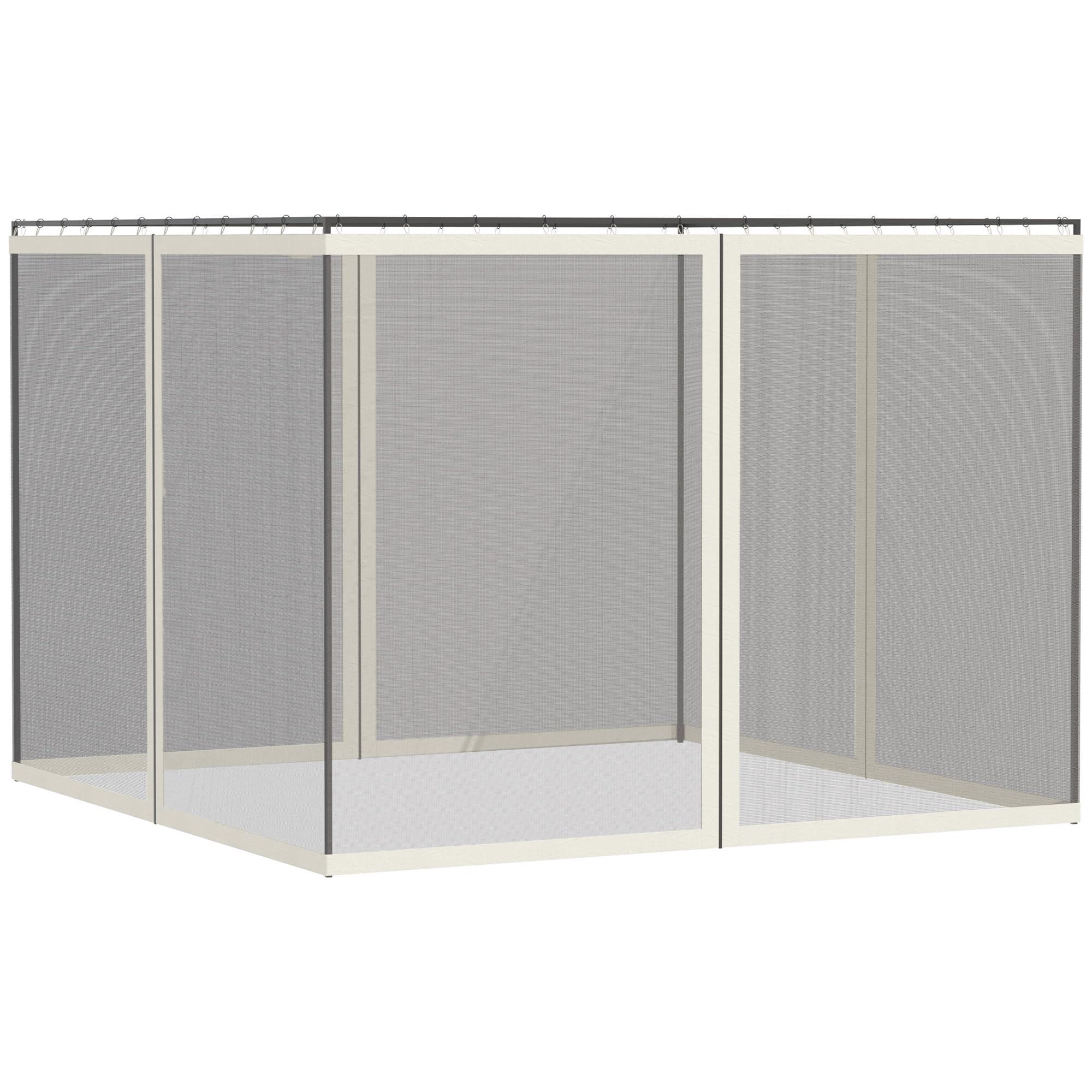 Outsunny Zanzariere per gazebo barnum 3 x 4 m - set di 4 zanzariere con cerniera + ganci di fissaggio - poliestere nylon