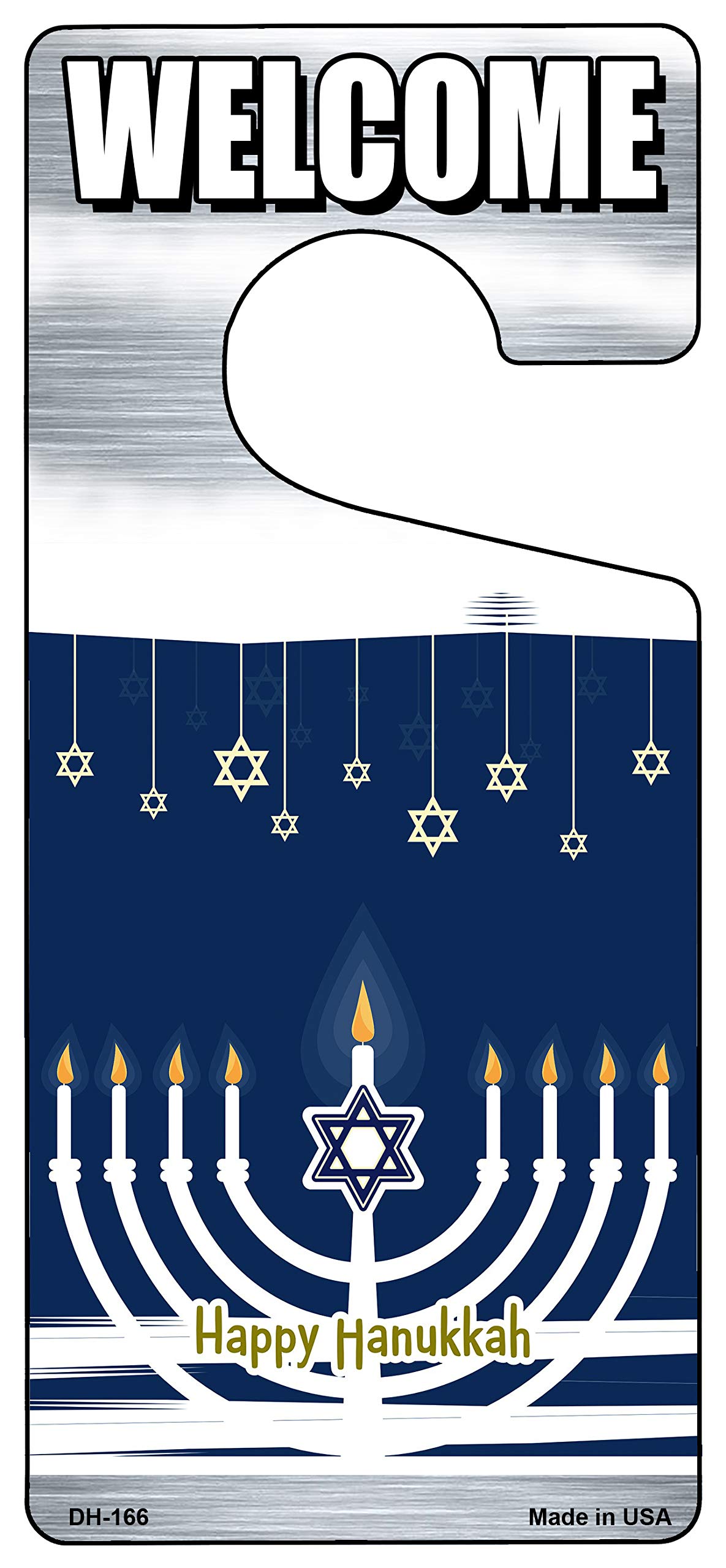 SMART BLONDE Happy Hanukkah Menorah Novelty Metal Door Hanger DH-166