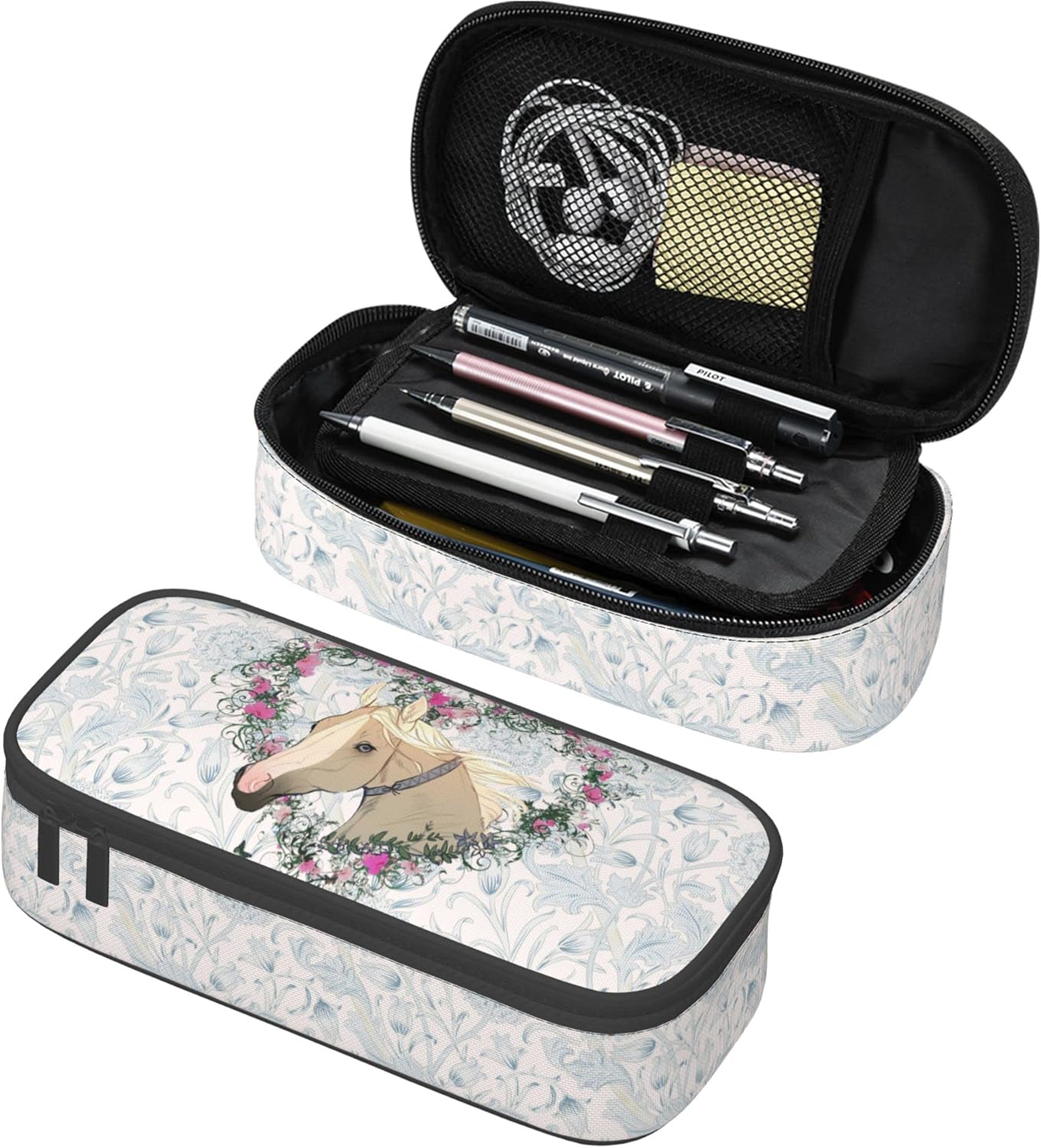Jwzrene Horse Pencil Case, Large Capacity Pencil Pouch With