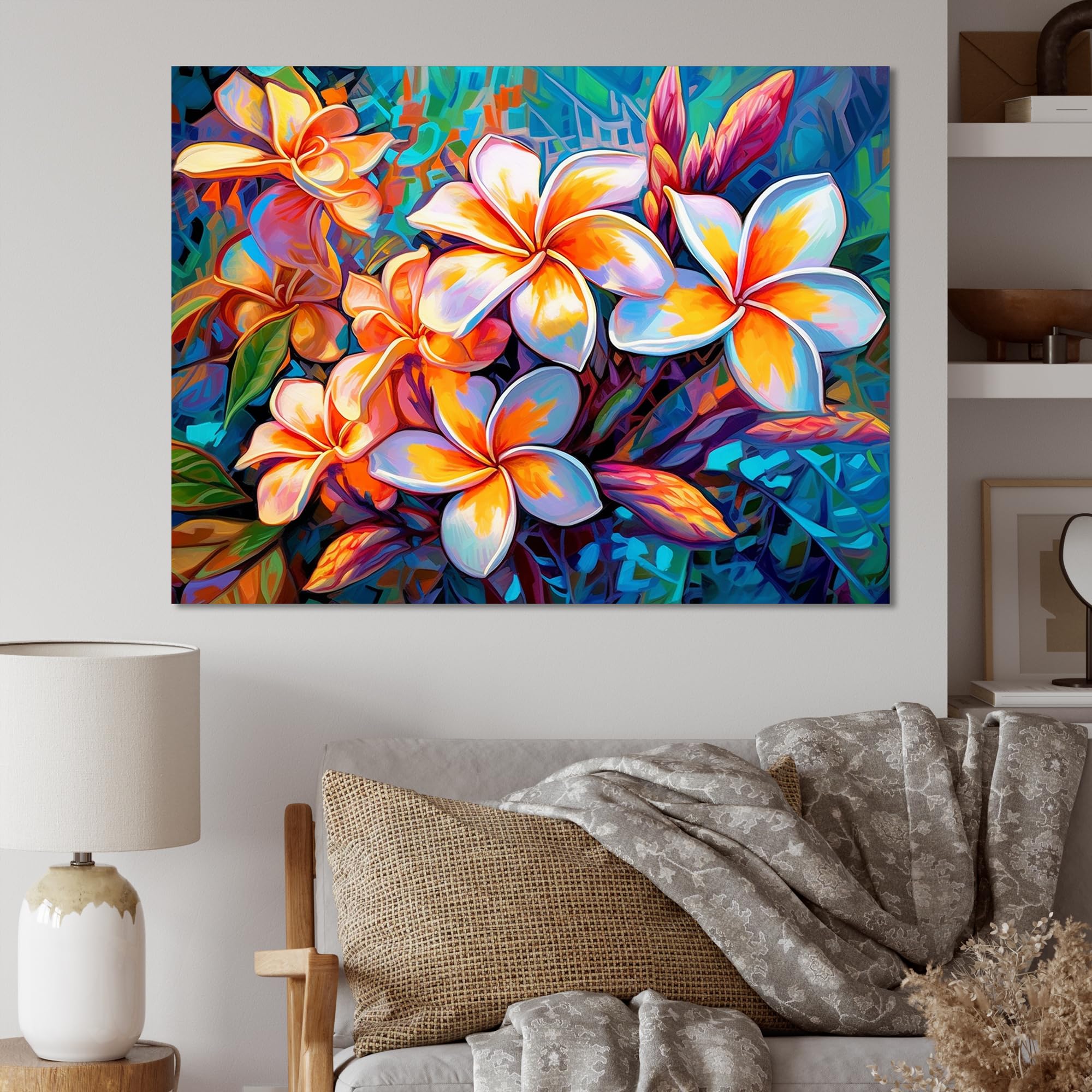 Amazon.com: DesignQ Plumeria Wall Art, Wonderland Of Colorful