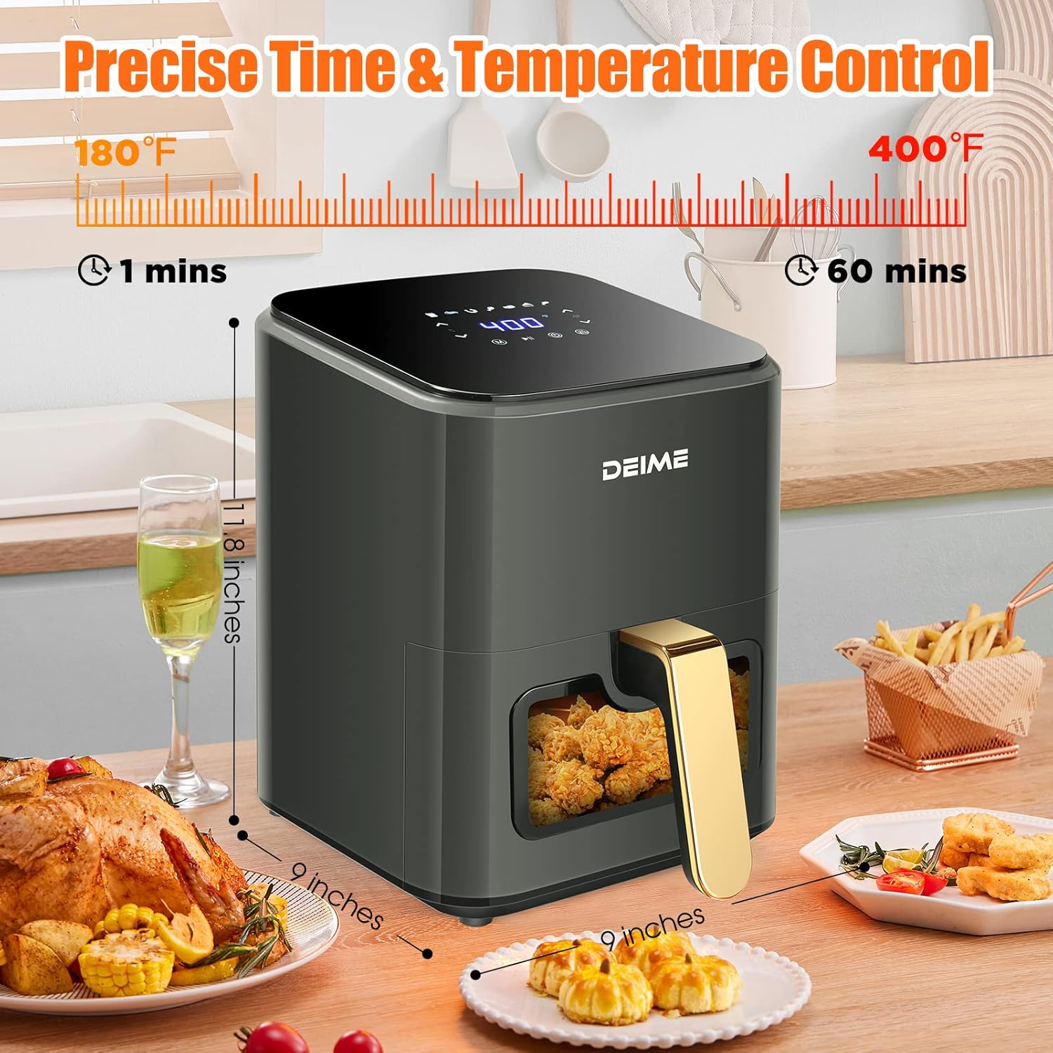 DEIME Air Fryer Precise Time & Temperature Control