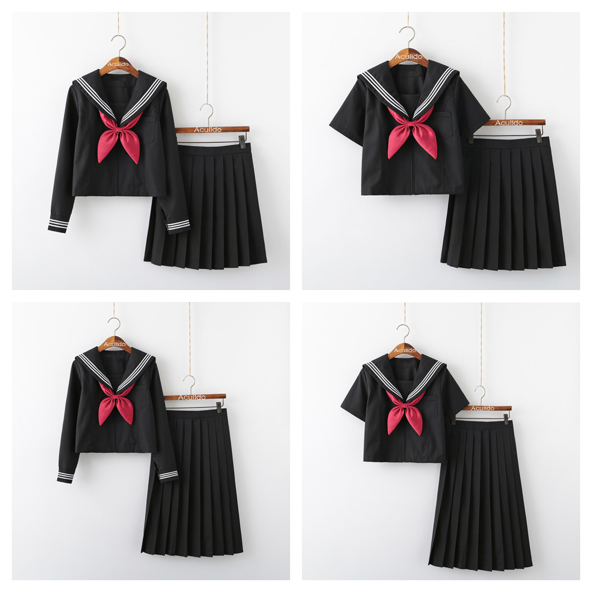 Amazon.co.jp: Aculldo セーラー服 コスプレ 学生制服 JK かわいい 黒
