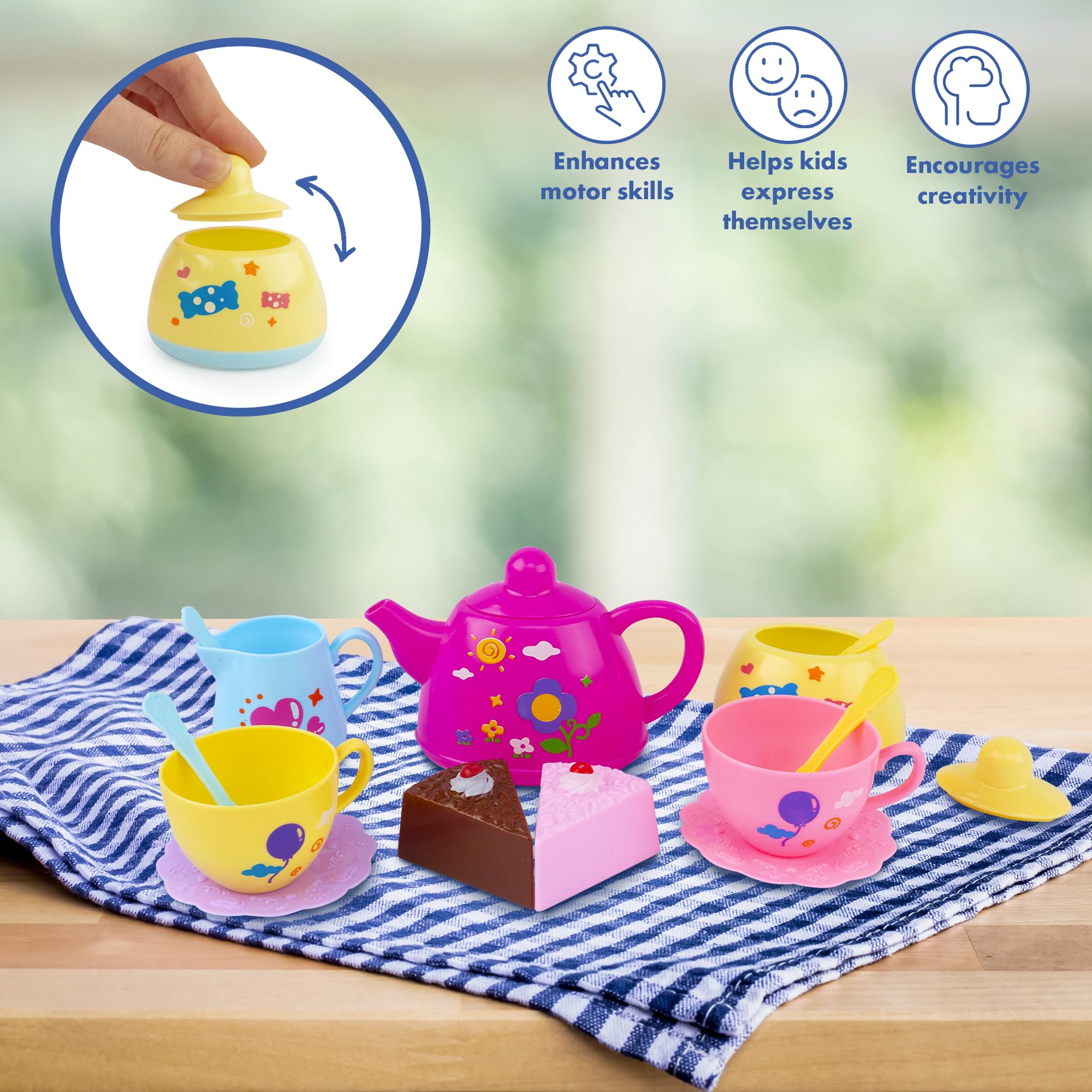 Abeec Tea Set for Toddlers 14 Pc With Teapot, Ideal Kitchen Set for Preschool Nursery, Role Play - Image 4