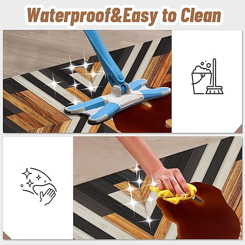 Miniatura 5 de Tyrot Western Aztec - Juego de 2 tapetes de cocina acolchados antifatiga, para el suelo, casa de campo, alfombras de cocina rústicas,