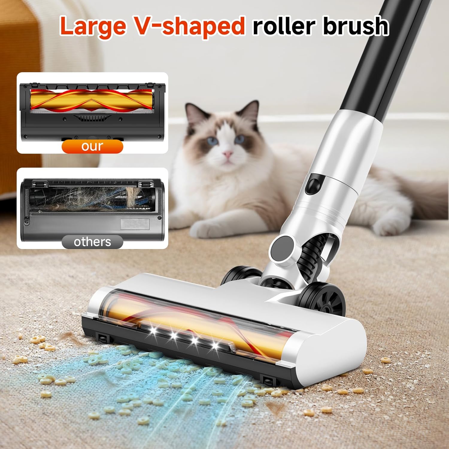 Corded Stick Vacuum Cleaner, 25Kpa Powerful Stick Vacuum Self Clean and Empty Cordless Vacuum Cleaner