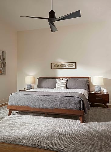 Miniatura 2 de Oxygen 3-113-1540  Dynamo Ventilador de techo moderno de tres aspas de 54 pulgadas - Negrolatón envejecido  Motor reversible de seis velocidades con