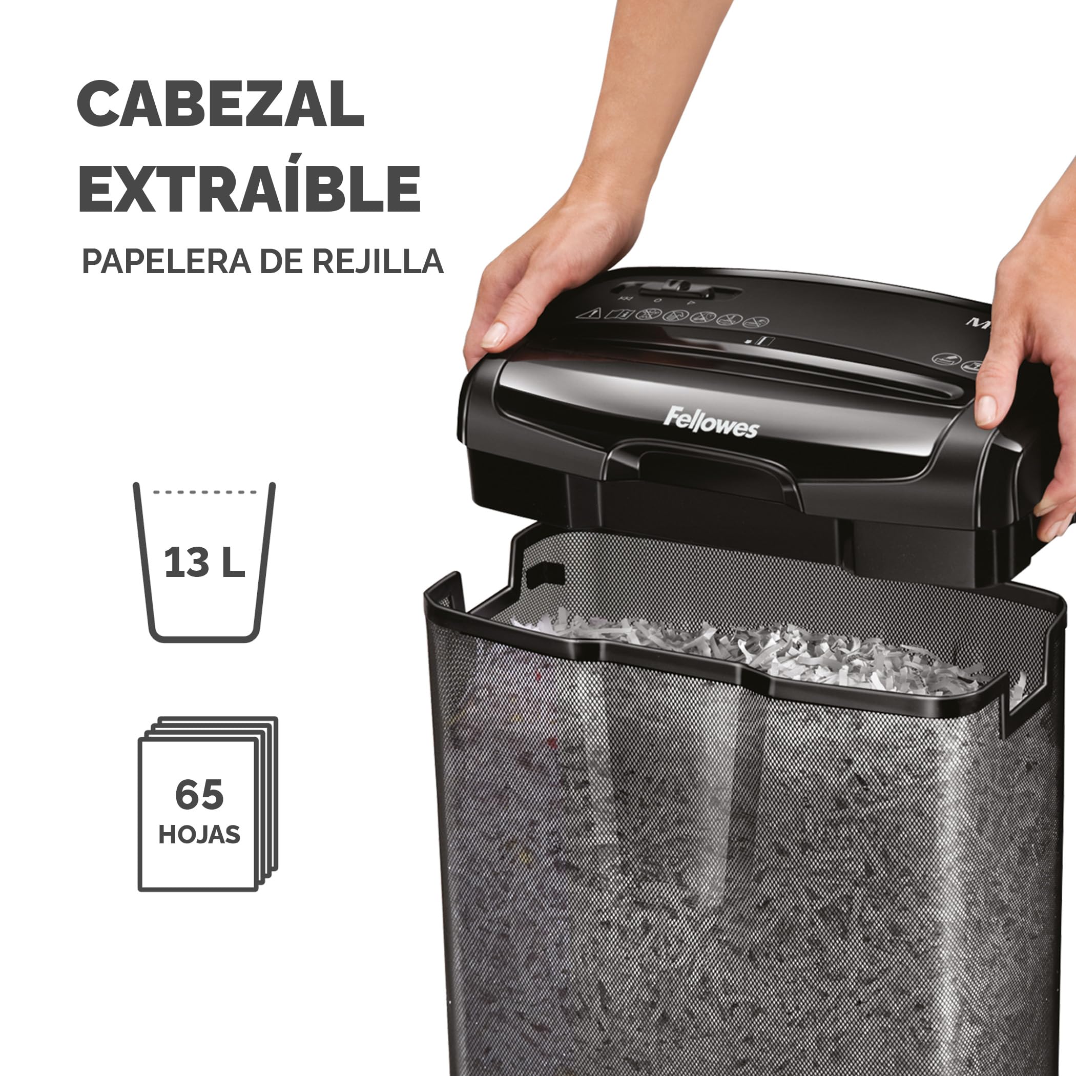 Fellowes M-7CM - Destructora trituradora de Papel, Corte en partículas, destruye hasta 7 Hojas, Uso Personal, tritura Tarjetas de crédito