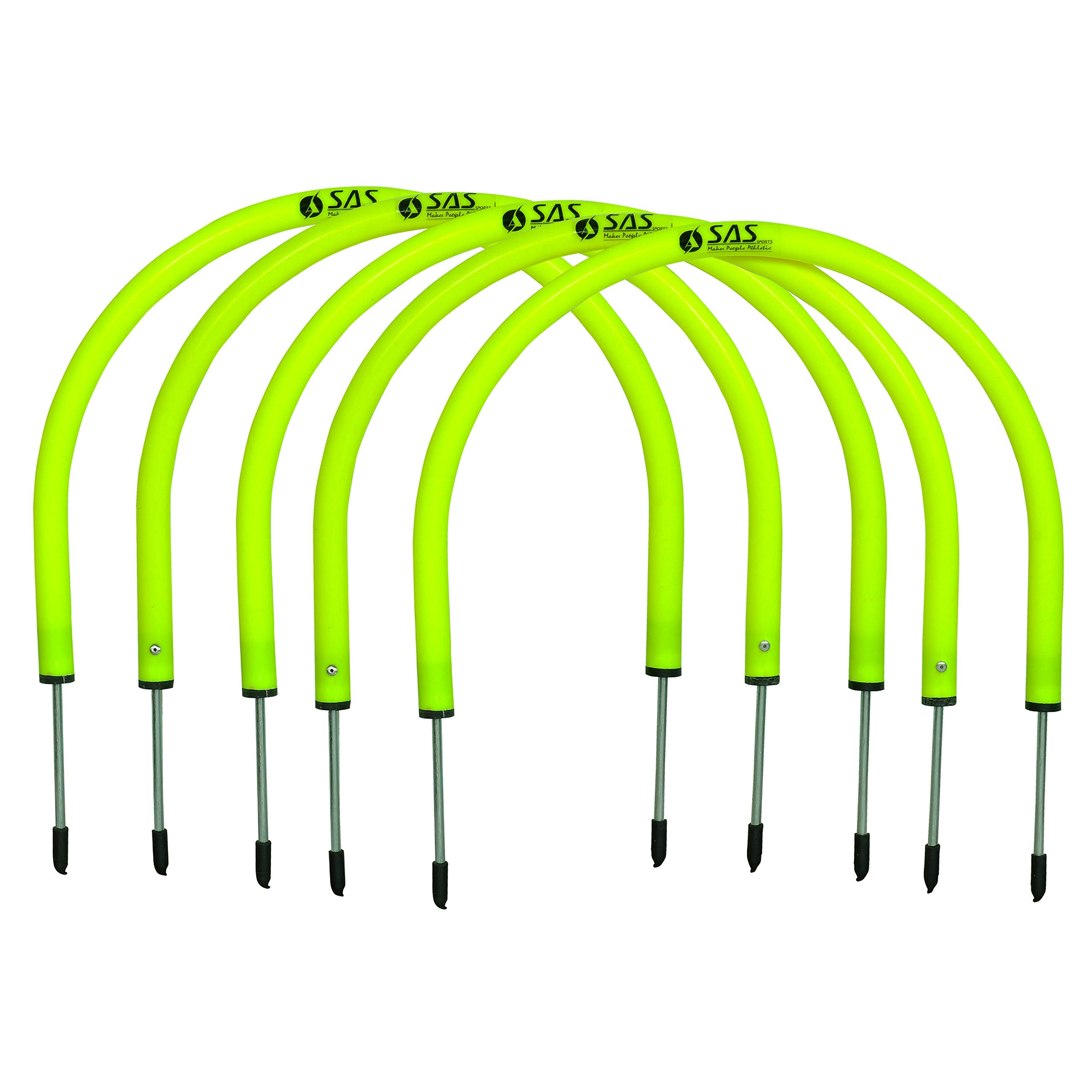 SAS SPORTSAgility Training C-Shape Passing Arcs for improve passing game made of heavy duty plastic spikes -Set of 5 (size 12" x 15", Fluorescent Green)