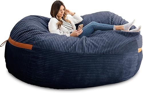 Miniatura 13 de Big Joe Fuf Silla Puf de Espuma de 5 Pies de Tamaño Extra Grande con Funda Extraíble para Niños, Adolescentes, Adultos, Onyx Lenox, Poliéster Tejido