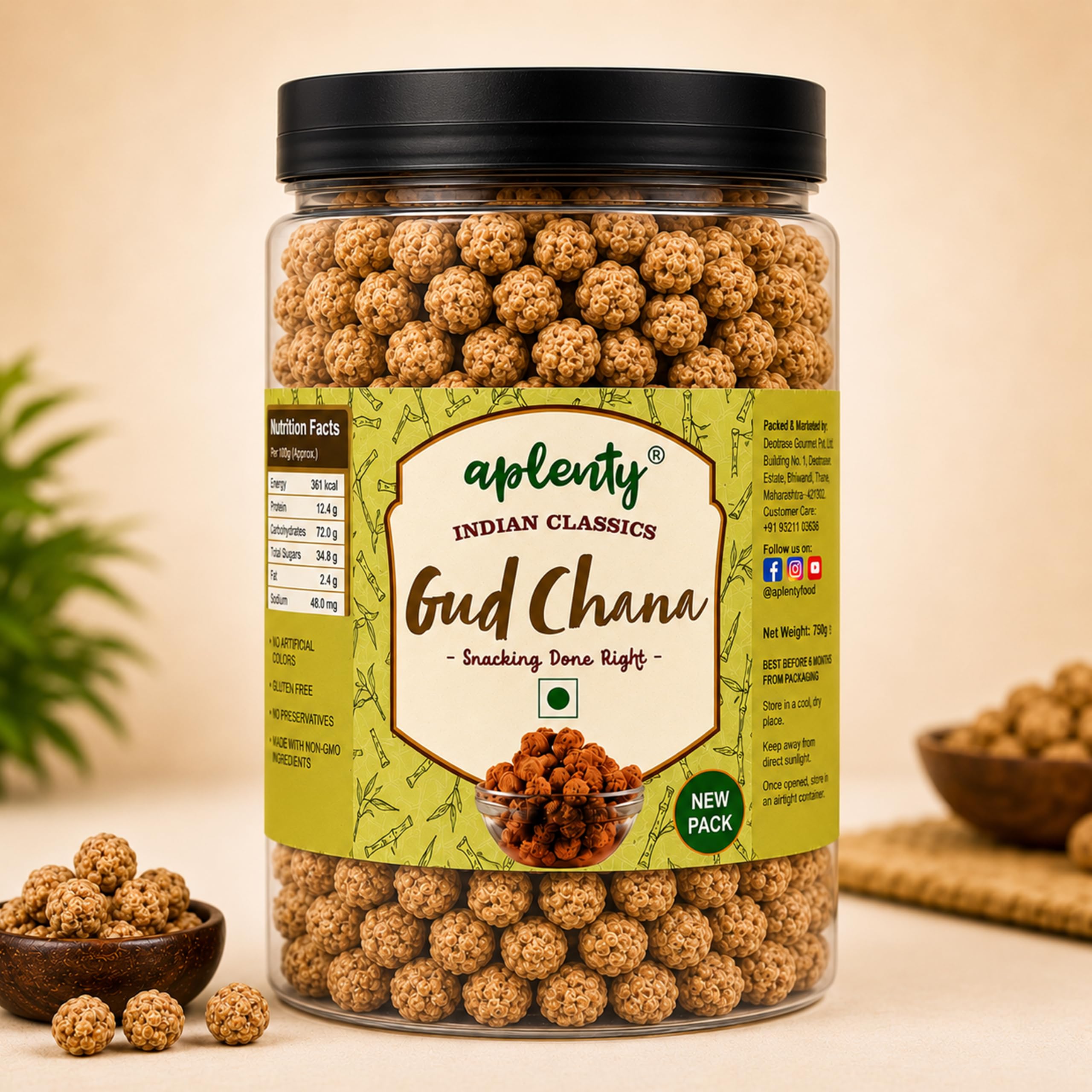 Aplenty Gur Chana 400g | Organic Gud Coated Chane | Jaggery Coated Roasted Chickpeas | Premium Gur Channa-image-24