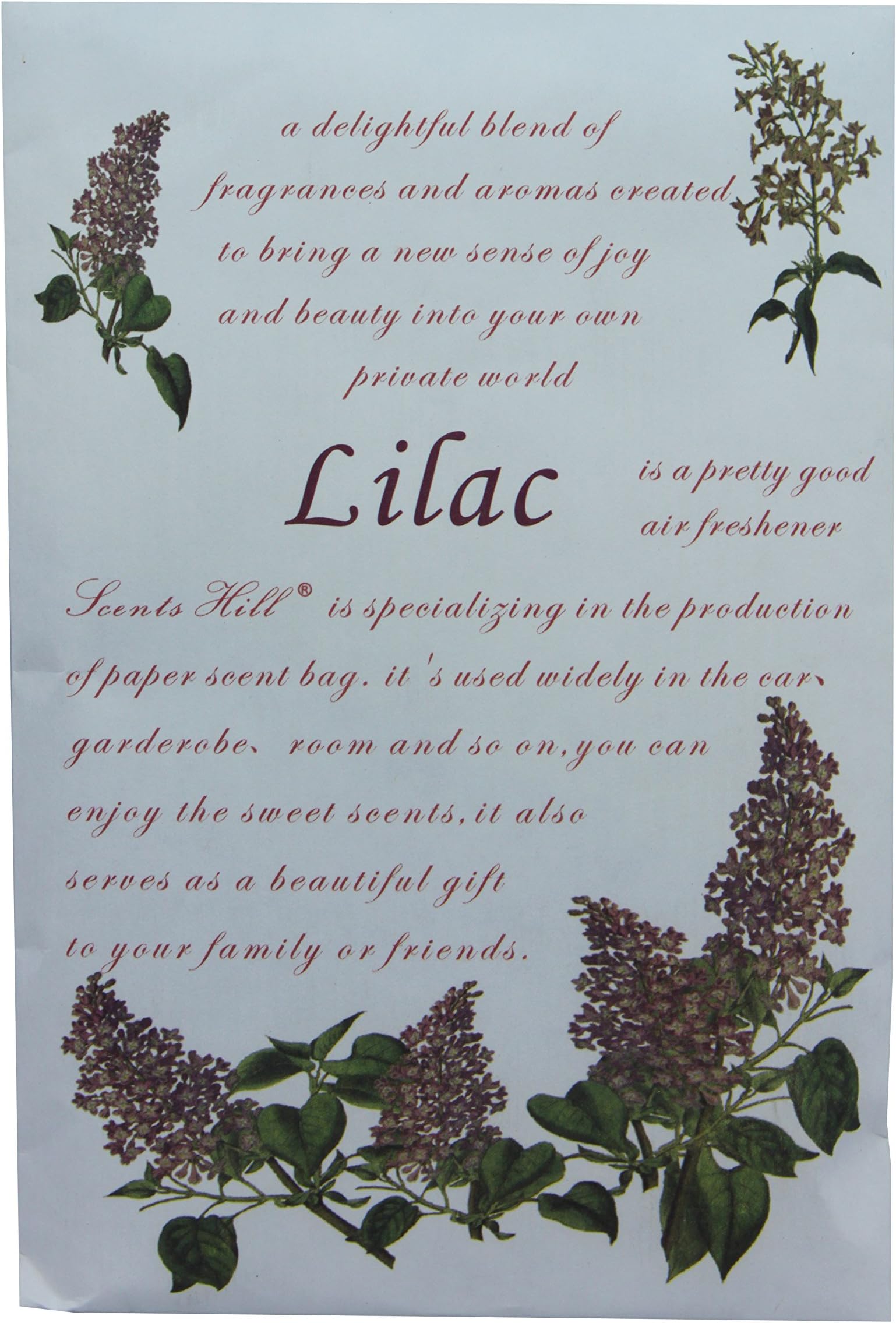 Scents Hill Scented Sachets Envelope for Drawers and Closets Lot of 4 (Lilac)